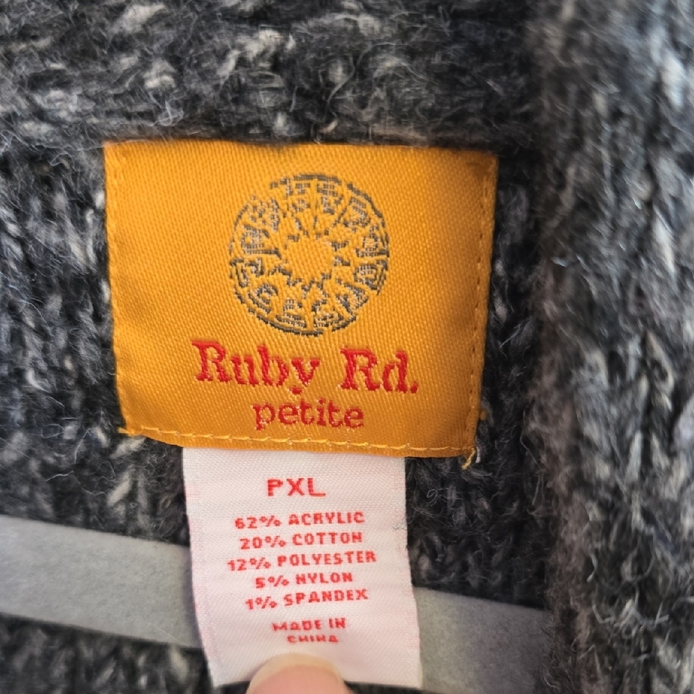 Ruby Rd. Dark Gray Textured Open Front Cardigan - image 2